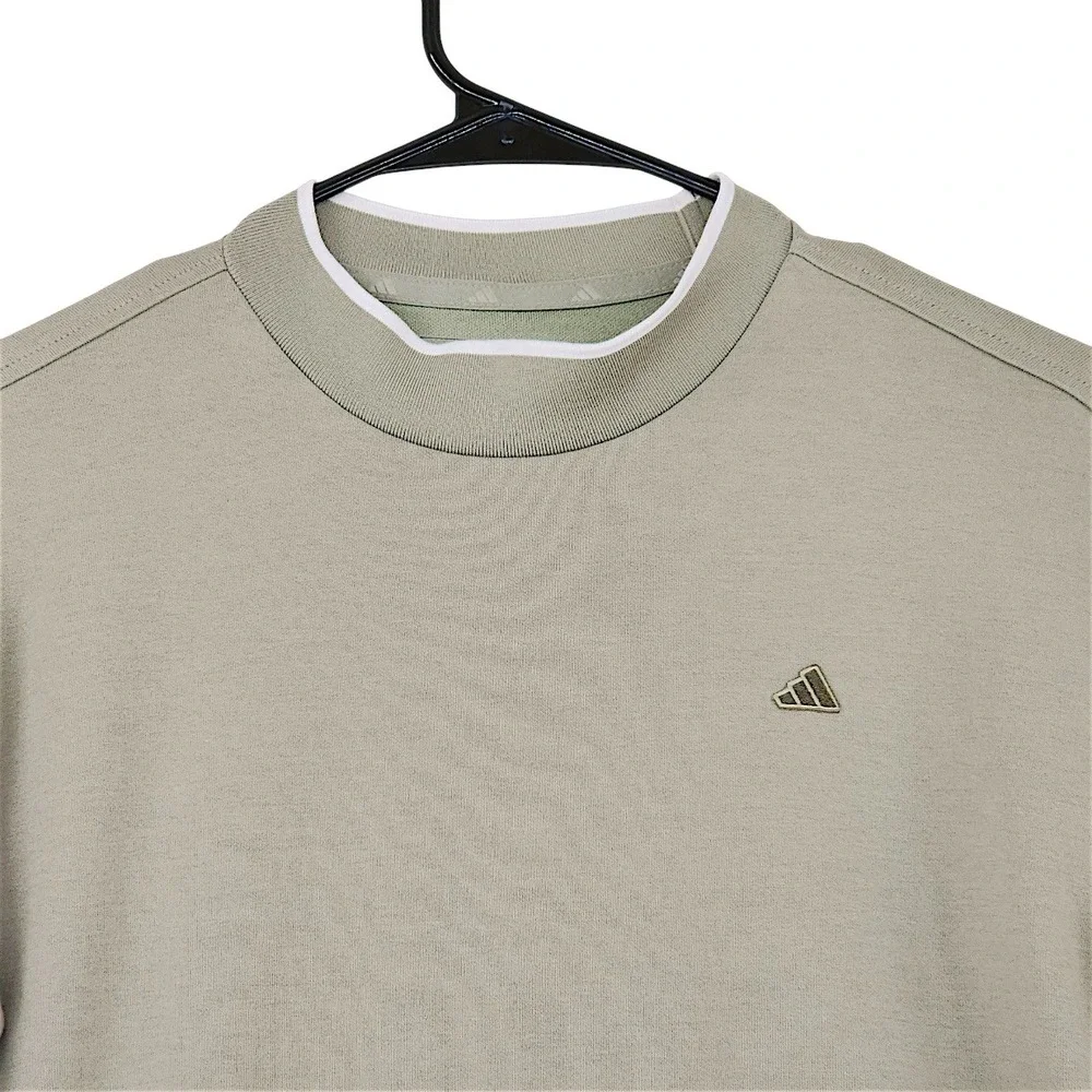 Adidas Sweatshirt S Mens Sage Green Mock Neck Kangaroo Pocket HT1271 Athleisure